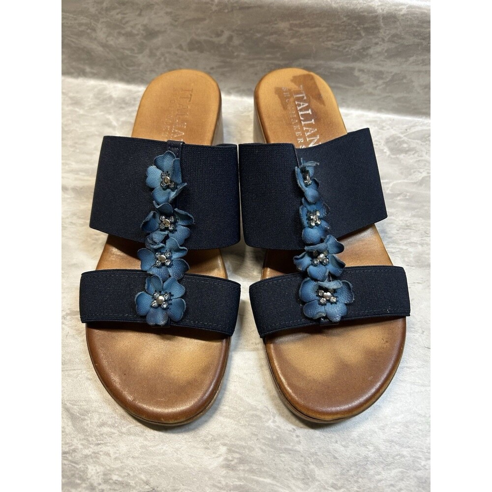 ITALIAN SHOEMAKERS Women's Frankie Wedge sandals Blue/Tan size 8 1/2 Vacation